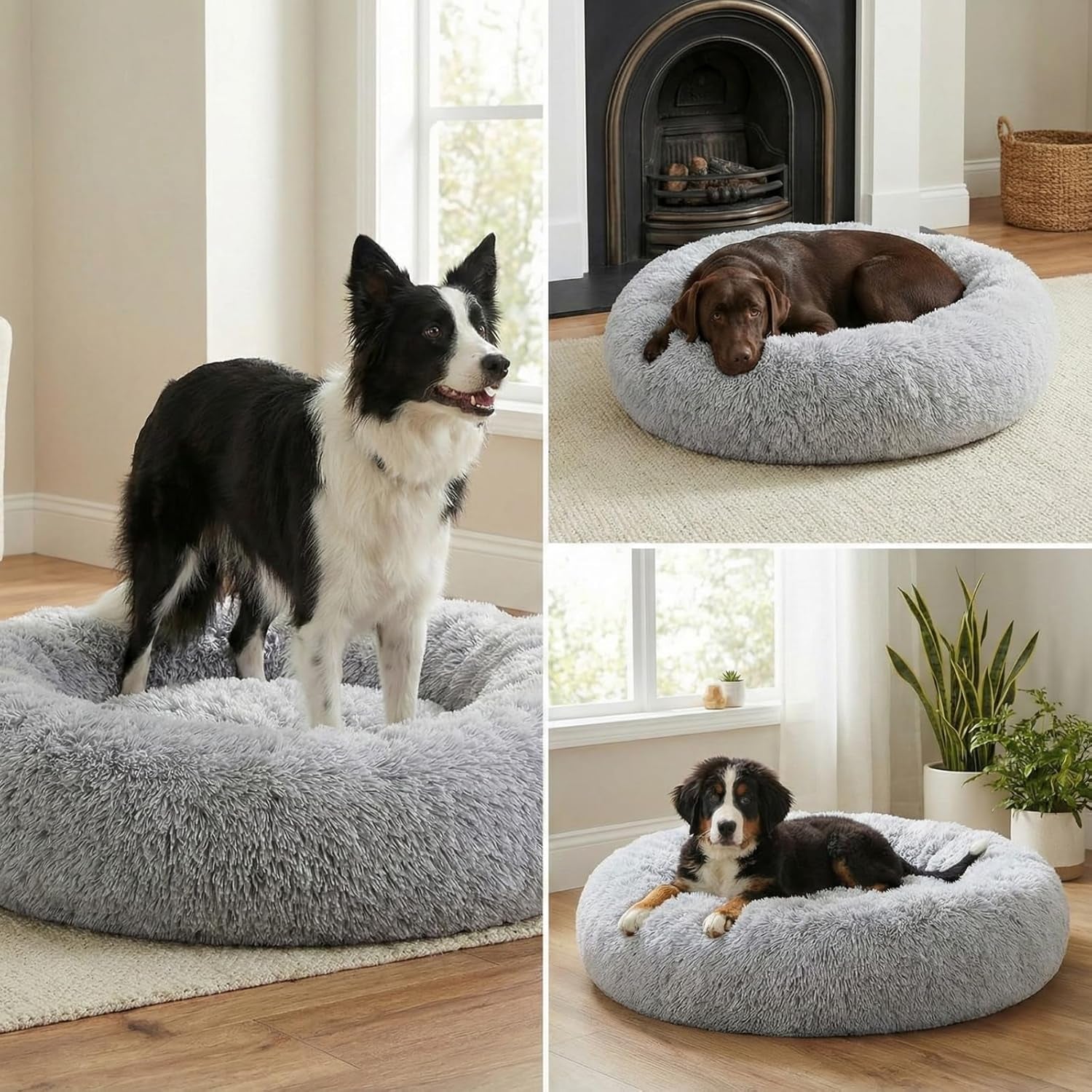 calming-donut-dog-bed-faux-fur-anti-anxiety-pet-bed-with-removable-washable-cover-water-resistant-liner-plush-fluffy-round-nest-non-slip-bottom-for-dogs-cats-small-grey