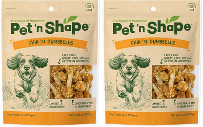Pet 'N Shape Chik 'N Rice Dumbbells - Natural Dog Treats, Chicken, 1 Pound10
