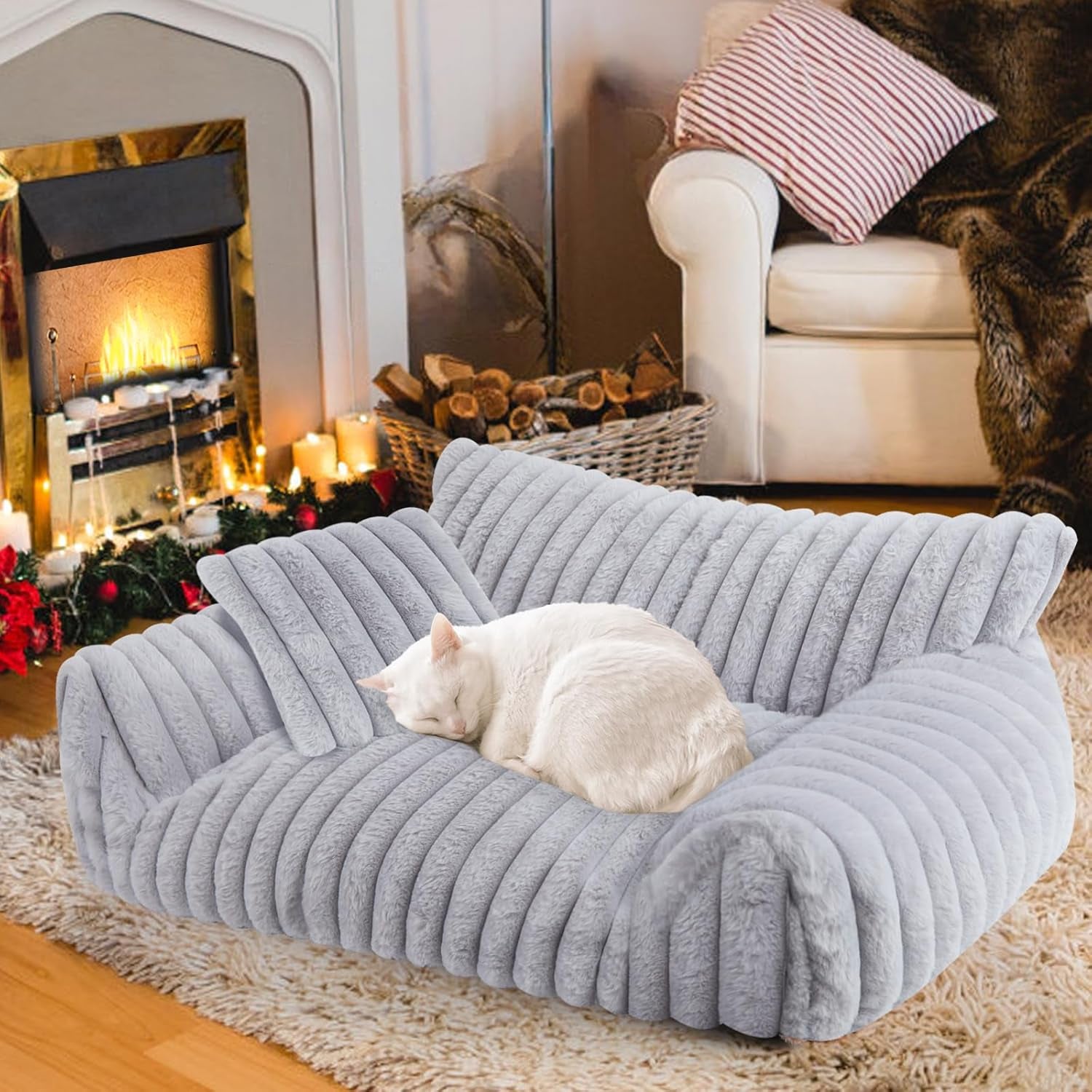 cute-cat-couch-bed-for-indoor-cats-dog-beds-for-small-dogs-couch-s-grey-dog-couch-bed-with-removable-washable-cover-cute-fluffy-pet-sofa-cat-couch-bed-washable-dog-bed-medium-large-size-dog