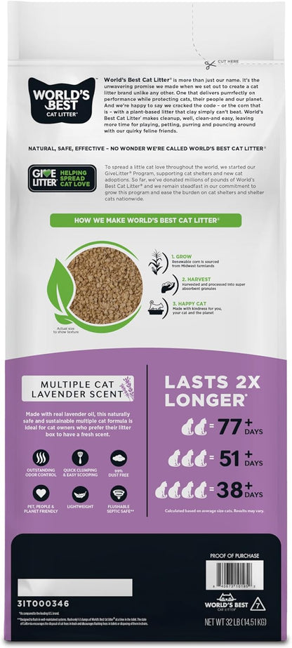World'S Best Cat Litter, Lavender Scented, Long-Lasting Odor Control, 32 Lb2