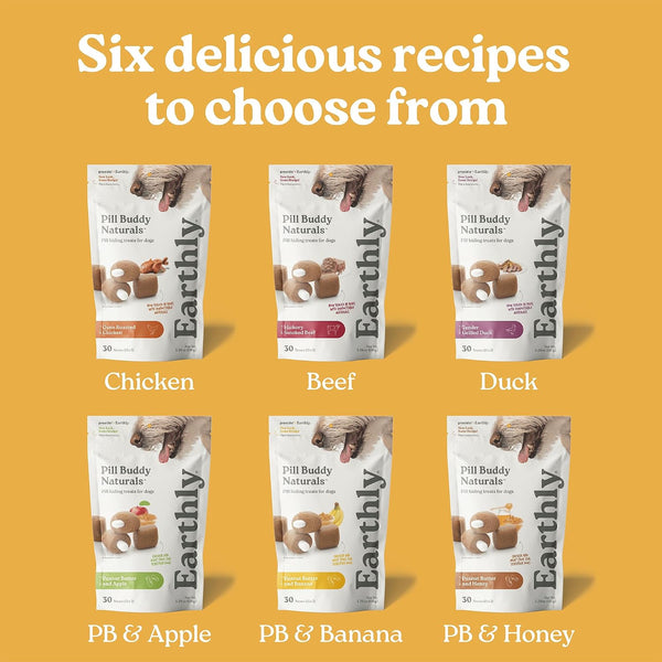 Presidio Earthly Pill Buddy Naturals - PB & Apple Recipe Pill Hiding Treats for Dogs - Make a Perfect Pill Concealing Pocket or Pouch for Any Size Medication - 30 Servings8