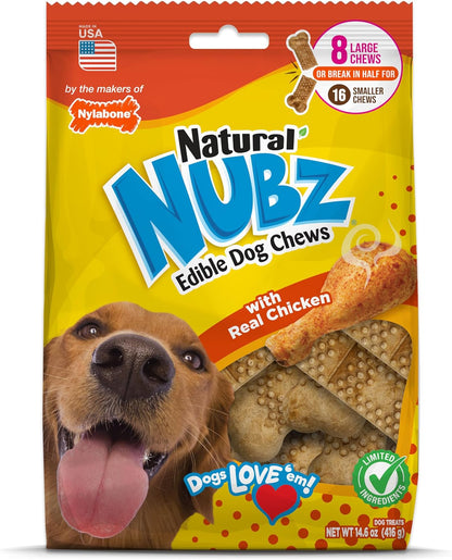 Nylabone Nubz Natural Dog Treats Made with Real Chicken, Large, 40 Count | Long Lasting Dog Chews, Made in the USA, Limited Ingredients, Highly Digestible, Dog Dental Treats for Large Dogs 30+ Lbs12