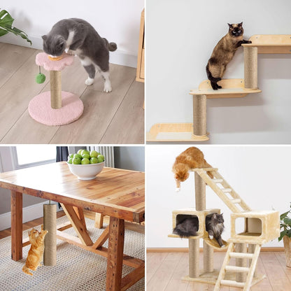 4 Pcs Cat Scratching Post Replacement, Natural Jute Pole Cat Tree Replacement Parts, Cat Scratch Pole with 8 M8 Screws and 1 Wrench for Indoor Kittens Tower (11.8 X 3.3 In)7