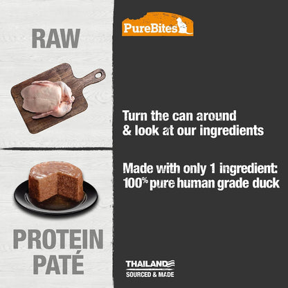 Purebites 100% Pure Duck Pate Cat Treat | 2.5Oz Can | Only 1 Ingredient | Case of 123