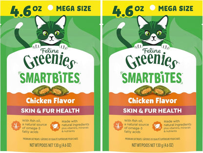 Greenies Feline Smartbites Skin & Fur Health Cat Treats, Salmon, 4.6 Oz | Fish Oil & Flaxseed, Omega-3S, No Artificial Flavors or Preservatives, under 2 Calories per Treat, Crunchy & Soft19