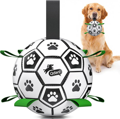 QDAN Dog Toys Dog Balls, 6 Inch Dog Soccer Ball with Straps, Herding Balls | Dog Birthday Toy, Balls for 20-40Lbs Dogs, Outdoor Puppy Toys to Keep Them Busy, Interactive Toy for Tug, Pool Water Toy Ball24