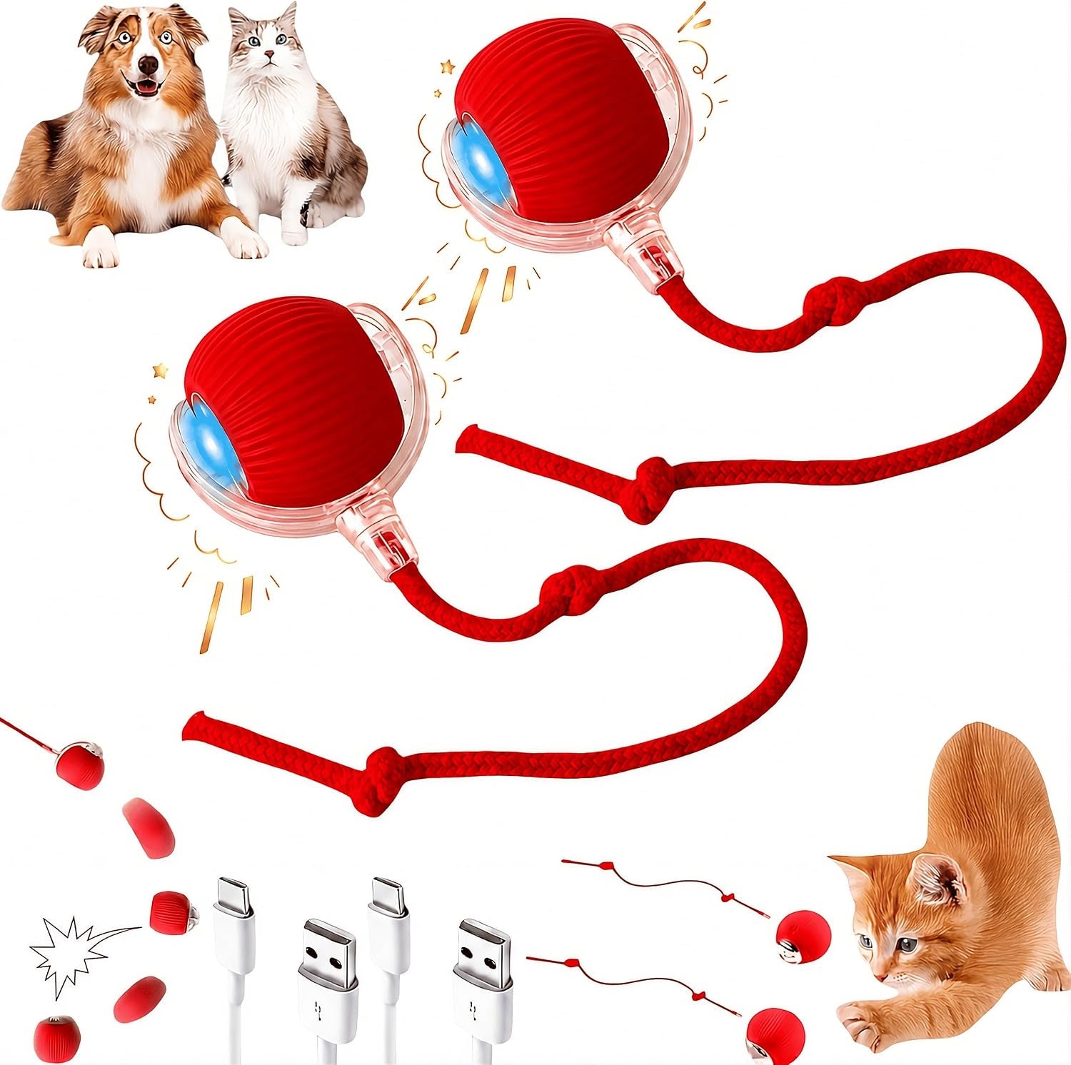 purrmitive-2026-durable-interactive-cat-toys-for-indoor-cats-dog-toys-ball-rolling-pet-ball-smart-automatic-cat-chase-balls-toy-interactive-dog-toys-speedy-tail-kitten-cat-toys-interactive-red