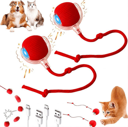 Purrmitive 2026 Durable Interactive Cat Toys for Indoor Cats, Dog Toys Ball, Rolling Pet Ball, Smart Automatic Cat Chase Balls Toy, Interactive Dog Toys Speedy Tail,Kitten & Cat Toys Interactive (Red)13