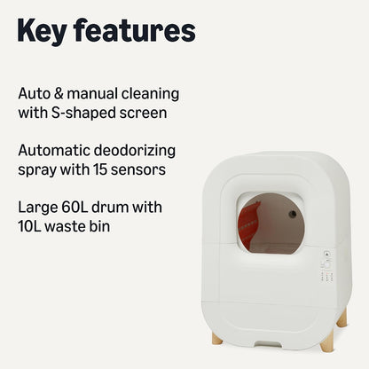 Amazon Basics Automatic Self-Cleaning Cat Litter Box with Safety Sensors, S-Shaped Screen, Odor Control, Removable Washable Liner, 15.8-Gallon, for Cats 3.3-22Lb2
