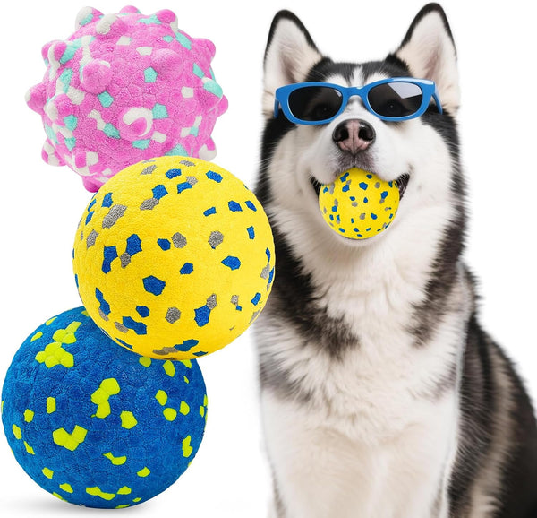 HIPPIH Indestructible Squeaky Dog Toys, Interactive Dog Balls 2 Pack, Chew Toys for Aggressive Chewers, Natural Rubber Puppy Toy for Large/Medium Dogs, Tough Puppy Teething Toy, Relieve Anxiety14