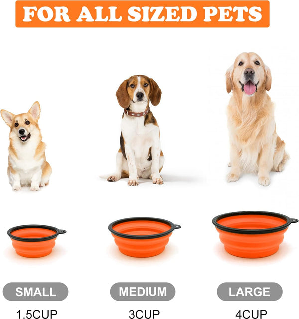 2-Pack Small Dog Travel Bowl, Collapsible Bowls for Dogs | Foldable Cat Water Bowl, Portable Pet Feeding Watering Traveling Dish (Black & Orange)4