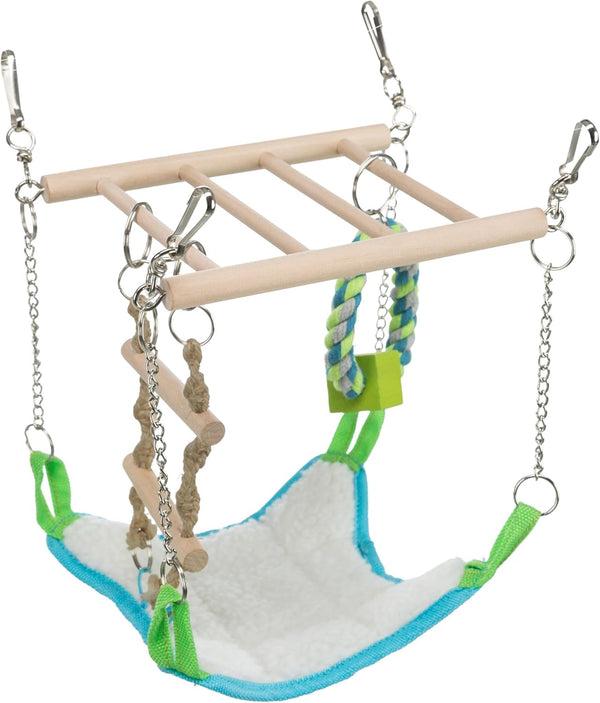 Trixie Small Animal Suspension Bridge, Hanging Cage Accessory with Hammock and Climbing Toys - Ladder and Ring, Ideal for Rats, Ferrets, Guinea Pigs, Mice4