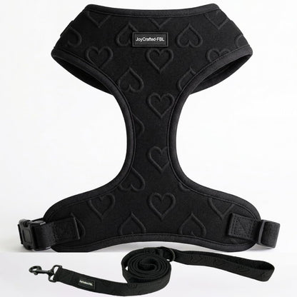 No Pull Harness & Leash Set for Small Sized Dogs, Soft Padded Breathable Neoprene Harnesses, Lightweight Adjustable Step-In Vest with Cute Heart Print & Secure Back D-Ring, Neck 13-17", Chest 16-21"9