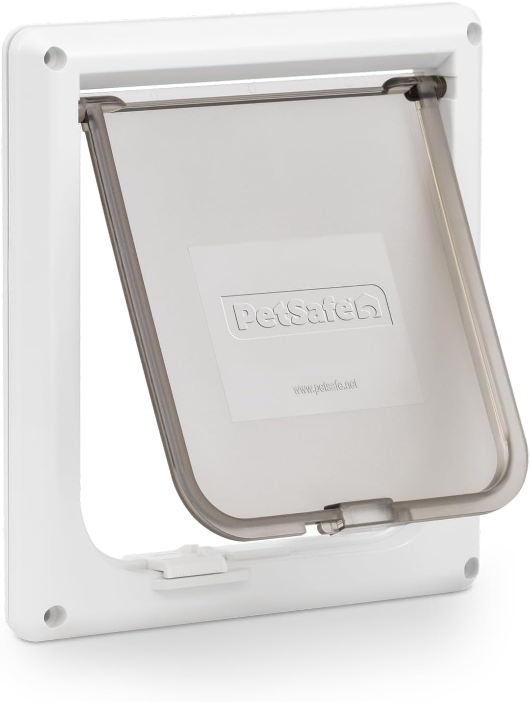 petsafe-interior-cat-door-2-way-lock-white-cats-up-to-15-lb-high-impact-frame-with-transparent-flap-fits-interior-doors-hardware-and-template-included