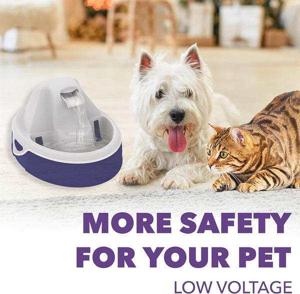 Aqua Flow Premium Pet Water Fountain - Automatic Dispenser Drinking Bowl for Cats and Dogs - Anti-Hair Drainage System - Replaceable Filters - Ideal for Multiple Pets - 52 up to 120 Fl Oz - Gray6