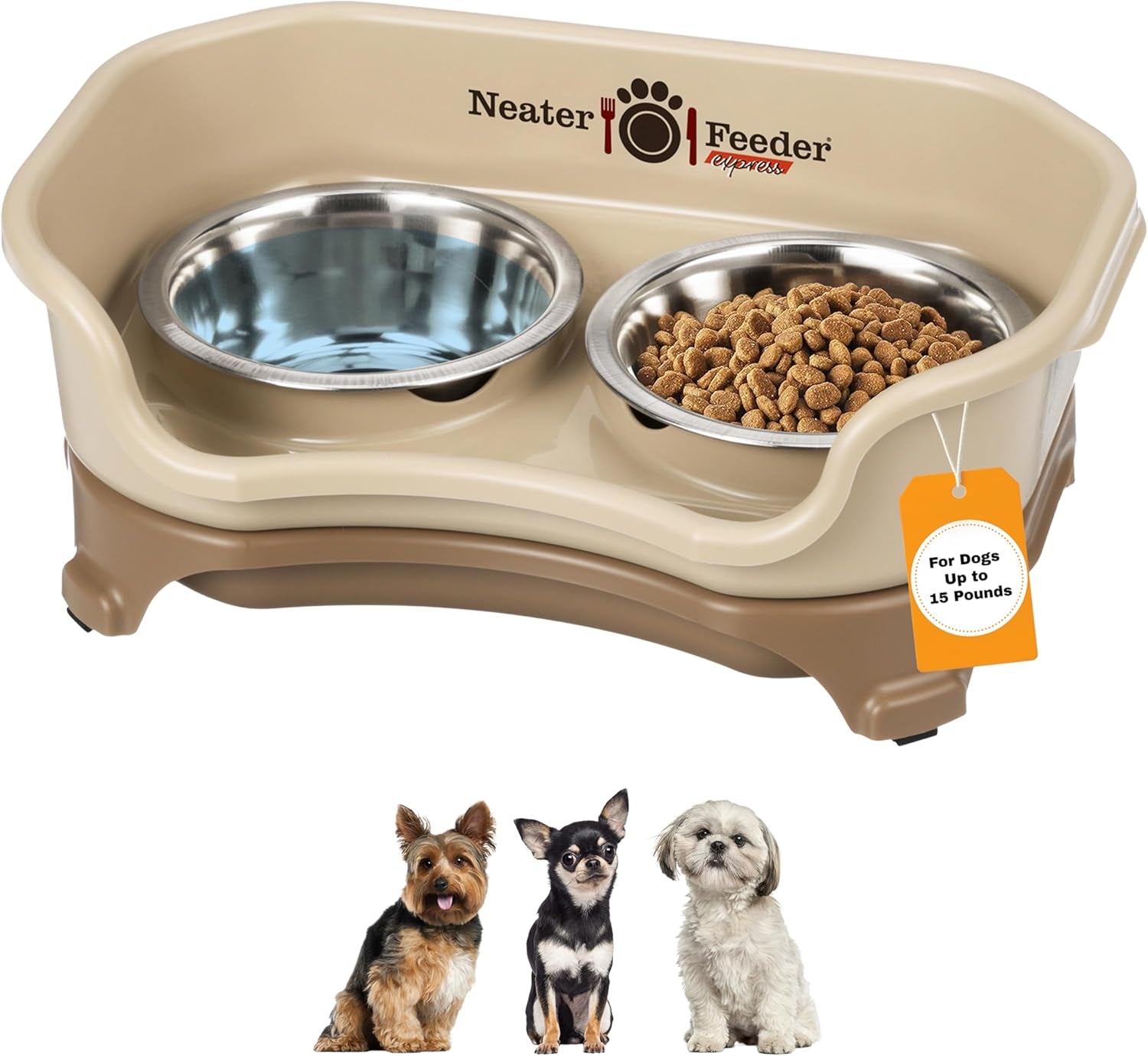 neater-feeder-express-mess-proof-dog-bowls-elevated-for-small-breeds-under-15-lb-made-in-usa-no-spill-raised-dog-food-bowl-stand-stainless-steel-food-and-water-bowl-set-feeding-station-cappuccino