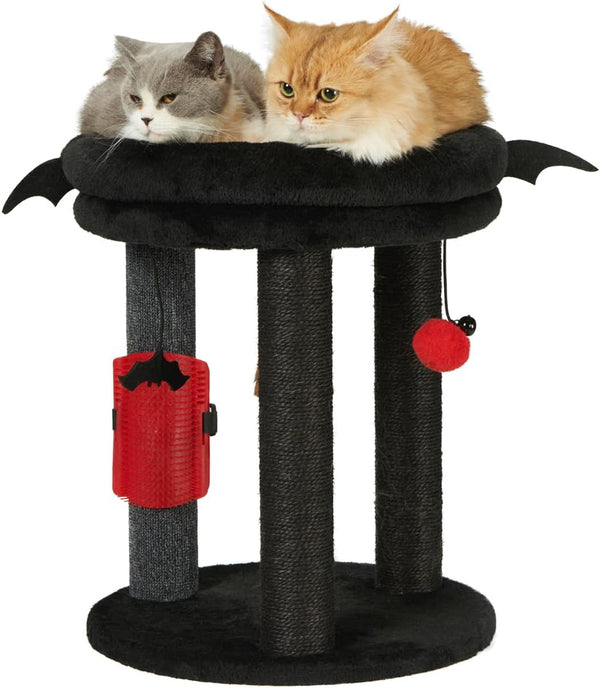 MECOOL 4In1 Small Cat Tree,Scratching Post with Tower Soft Bed, Sisal Carpet Jute Posts with Three Hanging Ball Toys and Massage Brush for Indoor Cats and Kittens12