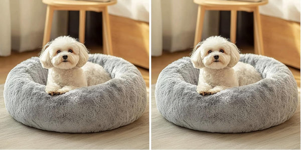 JOLLYVOGUE Small Dog Bed, Calming Soft Anti-Anxiety Donut Cat Bed, Washable round Fluffy Cushion for Small and Medium Pets (20")51