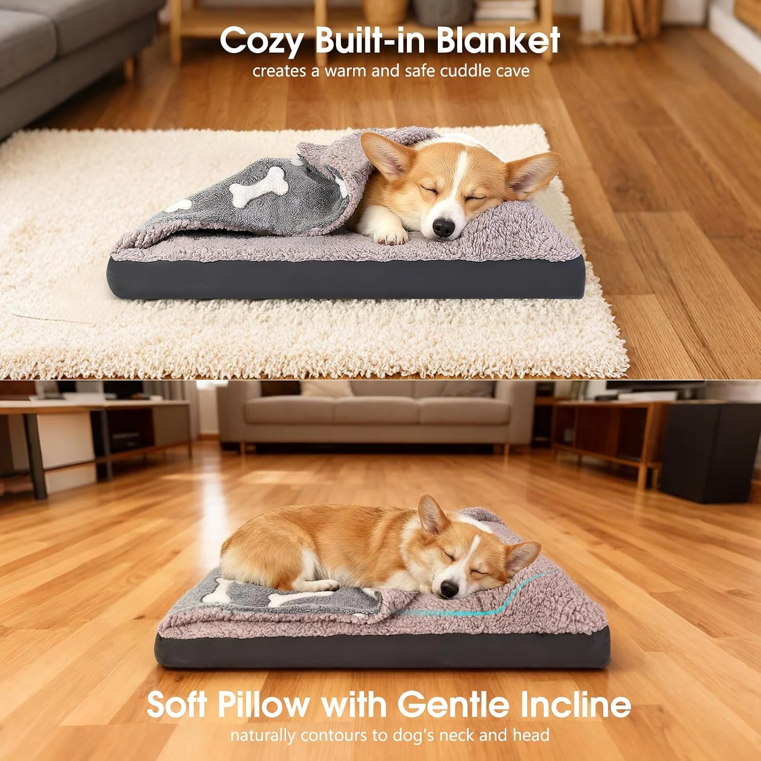 dog-bed-with-cover-pillow-blanket-attached-30x20-washable-rectangle-hooded-cozy-cave-cat-puppy-calming-crate-bed-removable-cover-indoor-covered-kennel-furniture-couch-sofa-for-small-medium-pet