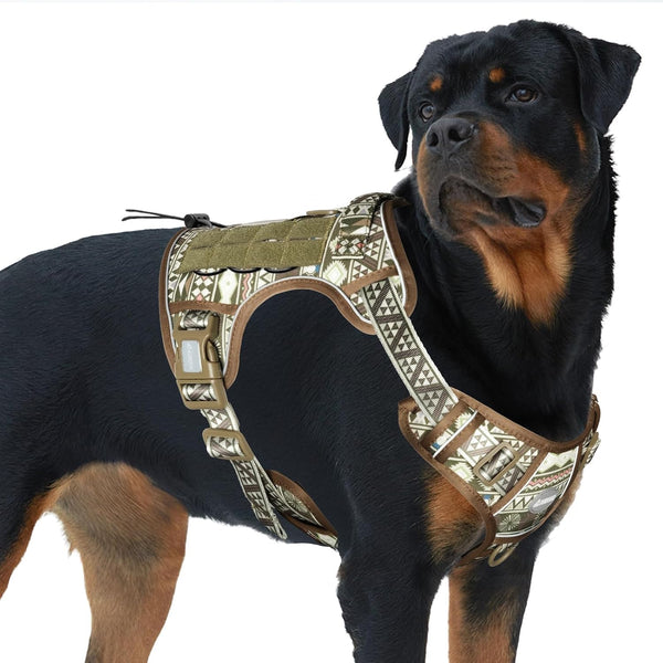 Auroth Tactical Dog Harness for Large Dogs No Pull Adjustable Pet Harness Reflective K9 Working Training Easy Control Pet Vest Military Service Dog Harnesses Army Yellow L34