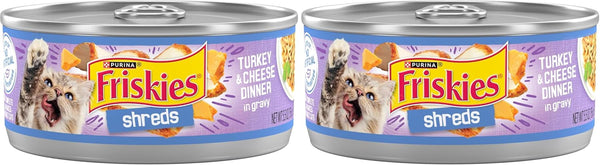 Purina Friskies Shreds Turkey and Cheese Dinner in Gravy High Protein Wet Cat Food - (Pack of 24) 5.5 Oz. Cans11