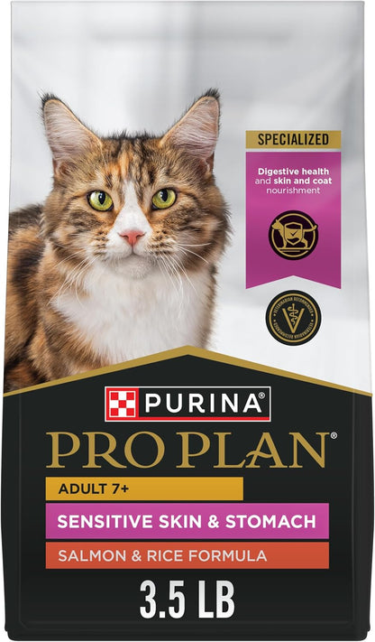Purina Pro Plan Sensitive Skin and Stomach Senior Cat Food Salmon and Rice Formula - 3.5 Lb.1