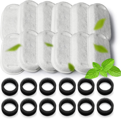 Cat Water Fountain Filter 16Pcs Fit 101Oz/3L Stainless Steel Pet Fountain | Cat Fountain Replacement Filters for 67Oz/2L, 108Oz/3.2L Cat Water Fountains Pet Fountain Filters (8 Filters & 8 Sponges)10