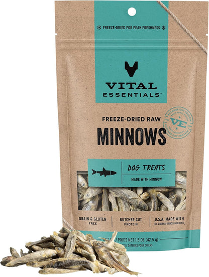 Vital Essentials Freeze Dried Minnows Dog Treats, 1 Oz Bag | Single Ingredient 100% Minnow, Premium Quality Protein, Grain-Free Treats, USA Made with U.S. & Globally Sourced Ingredients9
