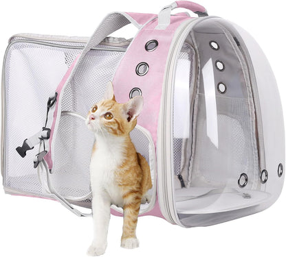 Expandable Pink Cat Backpack Carrier, Fit up to 12 Lbs, Space Capsule Clear Bubble Window Pet Carrier Backpack for Kitten Bunny Rabbit and Small Puppy11