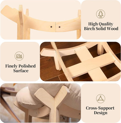 PACHIRA Elevated Cat Bed Wooden, Cat Couch Fluffy, Cat Sofa Flower for Indoor Cats, Raised Cat Bed with Washable Fluffy Cushion and Birch Wood, Cat Chair for Kitty and Puppy, Cat Furniture (White)6