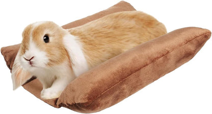 MEWTOGO 15.7" X 14" Bunny Bed for Rabbit Cage - Thickened Soft Prevent Sore Hocks Plush Mat with Cotton Lounger Pillows, Small Animal Flop Mat for Hutch Sleeping Indoor, Gray-Star15