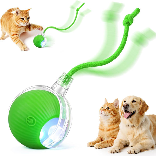 Smart Interactive Automatic Electric Rolling Moving Rechargeable Motion Activated Self Play Electronic Stimulation Chase Teaser Ball Toy with Rope for Indoor Bored Adult Cat and Dog, Red8