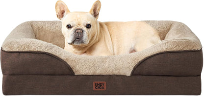 EHEYCIGA Orthopedic XL Dog Bed for Large Sized Dog, 42X30 Inch Extra Large Memory Foam Dog Couch Bed with Sides, Waterproof Liner & Washable Removable Cover, Bolster Pet Sofa, Grey63