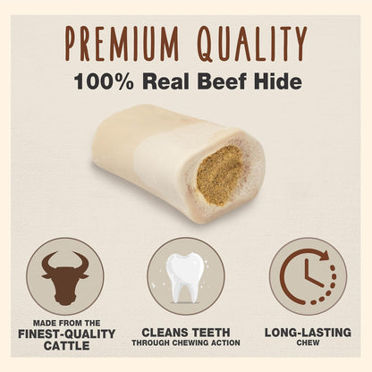 Cadet Stuffed Shin Bone, Long-Lasting Dog Chew Bones for Aggressive Chewers, High Protein Filled Bone Dental Chew for Dogs, Peanut Butter Flavor Filling, 3-4" for Small Dogs, 3 Pack2