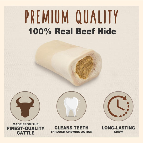 Cadet Stuffed Shin Bone, Long-Lasting Dog Chew Bones for Aggressive Chewers, High Protein Filled Bone Dental Chew for Dogs, Peanut Butter Flavor Filling, 3-4" for Small Dogs, 3 Pack2