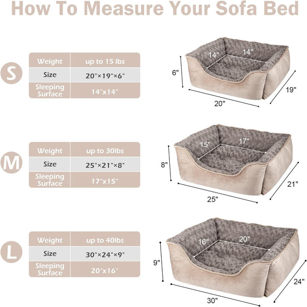 JOEJOY Rectangle Dog Bed for Large Medium Small Dogs - Washable Orthopedic Sofa Bed, Soft Breathable Puppy & Pet Cuddler, Durable Calming Dog Bed with Anti-Slip Bottom, Multiple Sizes, Beige4