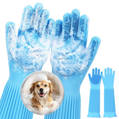 Pecute Silicone Pet Grooming Gloves for Washing Cats Dogs Bath Brush | 3,000 Soft Bristles, Gentle Massage & Deshedding, Dishwasher Safe, for Large/Thick Coats, Home/Car Cleaning10