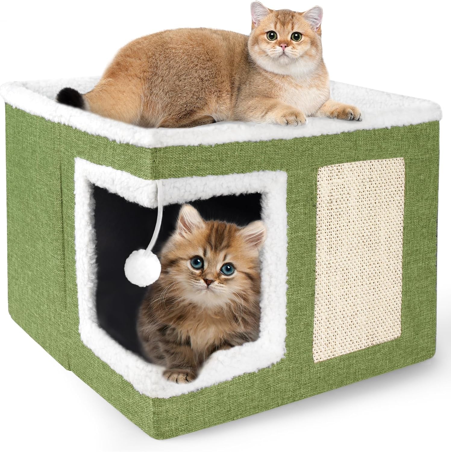 loyareal-cat-houses-for-indoor-cats-large-cat-bed-cave-with-scratch-pad-and-fluffy-ball-foldable-cat-condo-hideaway-with-reversible-cushion-for-multi-small-pet-dark-grey