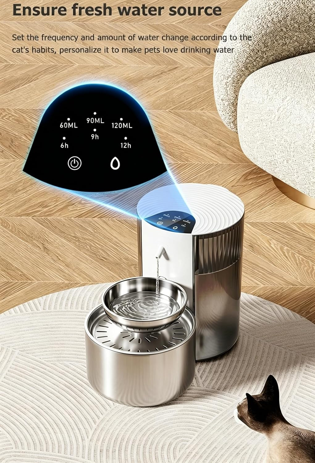 filterless-cat-water-fountain-3-5l-118oz-wastewater-separation-no-filter-stainless-steel-bowl-quiet-pet-water-fountain-for-cats-dogs-dispenser-wireless-automatic-water-fountains