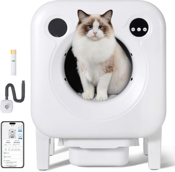 Garvee Self-Cleaning Cat Litter Box, Automatic Smart Pet Litter Box, Large Capacity for Multiple Cats, Wifi-Enabled App Control with Safety Sensors W/Garage Bags | Multiple Cats Available, Large Capacity, Wifi-Enabled App Control W/Safety Sensors W/ Garage Bags9