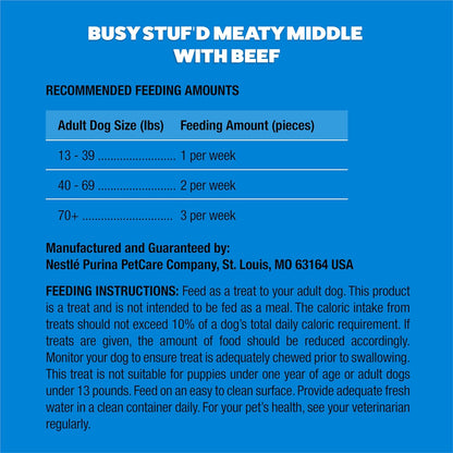 Purina Busy Stuf'D Medium Long-Lasting Dog Chews, Real Beef, 21 Ct Pouch | Medium Chews for Dogs 25-55 Lbs Made with Real Beef; Long Lasting, Non-Rawhide Treats with Double the Meaty Middle6