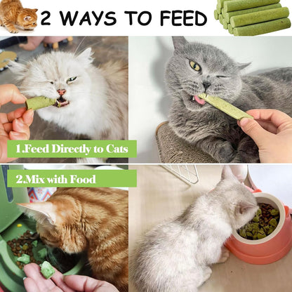 30G Cat Grass Sticks, Freeze Dried Cats Grass Teething Stick, Edible Cat Chew Toy for Teeth Cleaning Dental Health and Hairball Removal8