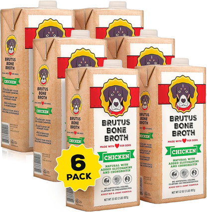 Brutus Chicken Broth Liquid for Dogs - All Natural Chicken Bone Broth for Dogs with Chondroitin Glucosamine Turmeric -Human Grade Dog Food Toppers for Picky Eaters & Dry Food -Tasty & Nutritious11