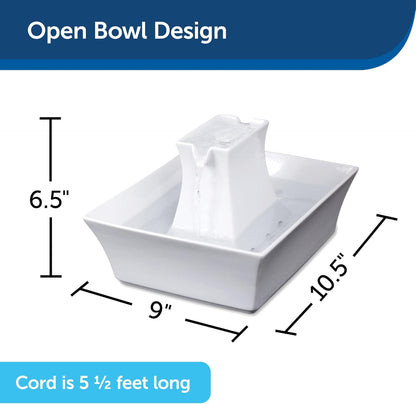 Petsafe Drinkwell Pagoda Fountain, Filters Included, 70 Oz Ceramic, White | 2 Free-Falling Water Streams Encourage Hydration, Pet Fountain for Cats & Small Dogs, Replaceable Carbon & Foam Filters7