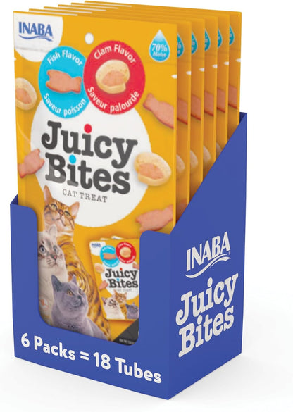 INABA Juicy Bites Chewy Cat Treats, Scallop Crab Flavor, 18Ct | Immune Support, Antioxidant Support, 71% Moisture, 15 Calories, Training Treat, 18 X 0.4 Oz Pouches7