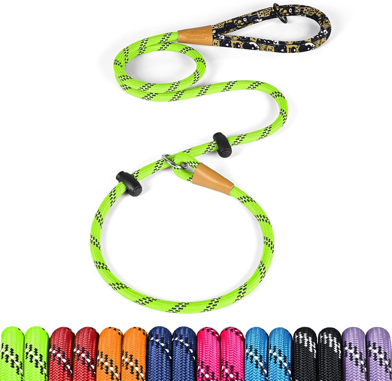 lynxking-slip-lead-dog-leash-reflective-heavy-duty-comfortable-strong-rope-for-large-medium-small-dogs-no-pull-pet-training-light-green-large-1-2in-x-6ft-slip-lead