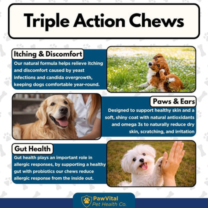 Natural Yeast Infection Treatment for Dogs, 150 Chews – anti Yeast Support for Itchy Skin & Ears – Helps Reduce Irritation & Paw Licking – Probiotic + Herbal Blend – Bacon Flavored Soft Chews9