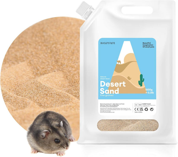 BUCATSTATE Hamster Bath Sand with Pour Spout, 6.6LB Desert Bath Sand | No-Dust Potty Litter Calcium-Free Sand for Hamster Chinchillas Gerbil Mice Degu or Other Small Pets (Fine Sand)10