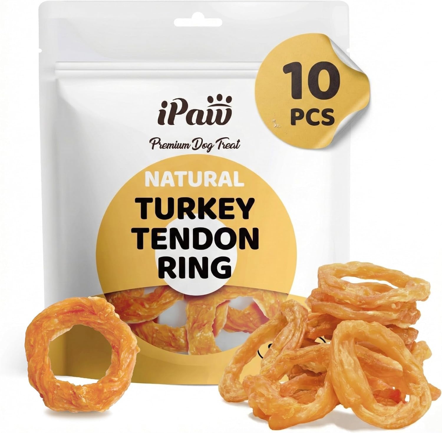 ipaw-10-pcs-value-pack-turkey-tendons-ring-for-dog-all-natural-human-grade-single-protein-hypoallergenic-grain-free-rawhide-alternative-dog-treats-us-sourced-turkey