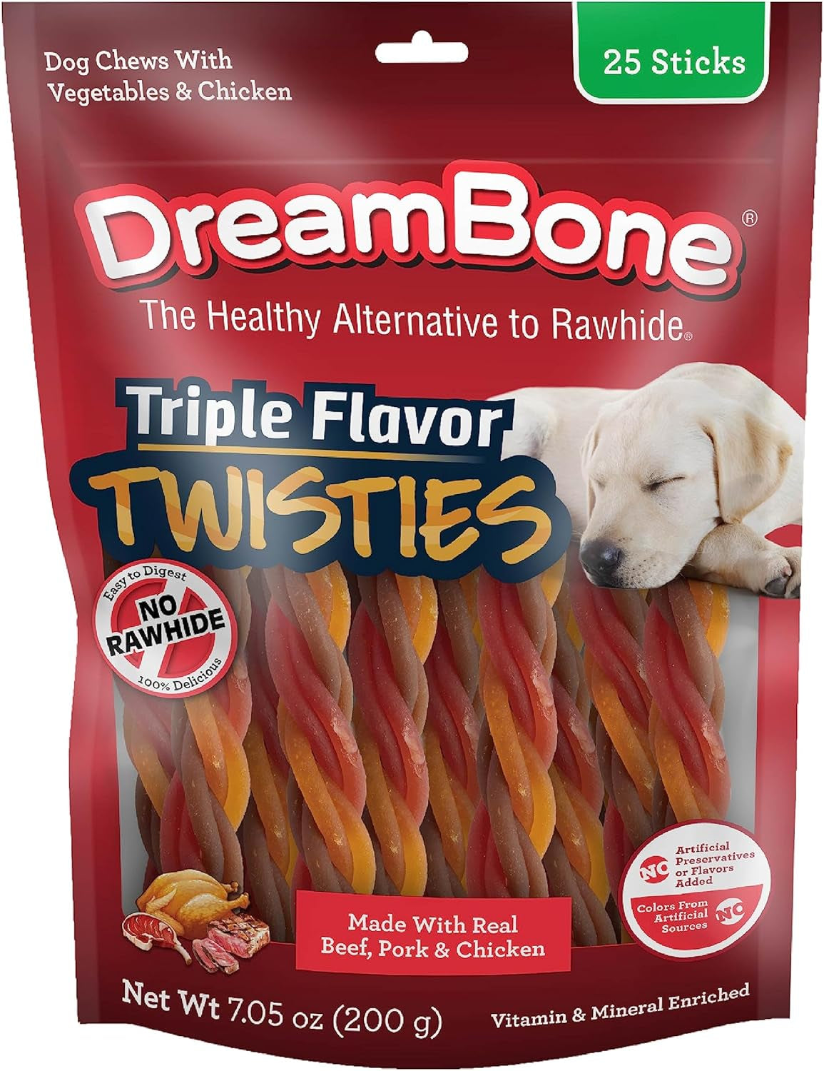 dreambone-triple-flavor-twisties-dog-treats-daily-rawhide-free-chew-digests-safely-with-real-protein-beef-pork-chicken-and-veggies-25-count